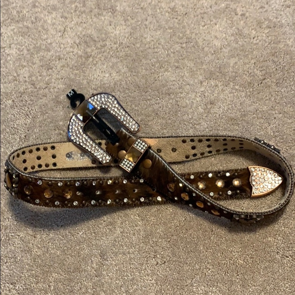Nocona Bling Belt Brown with Hair-On